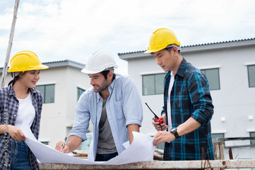 construction engineering project concept. Engineer and businessman handshake at construction site. portrait of Construction worker. construction engineering project concept. Engineer and businessman handshake at construction site. portrait of Construction worker.