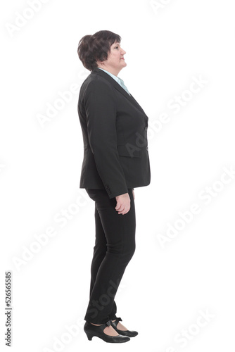 Mature business woman in a black pantsuit .