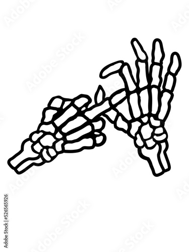 Mittelfinger Loch Geste Skelett 