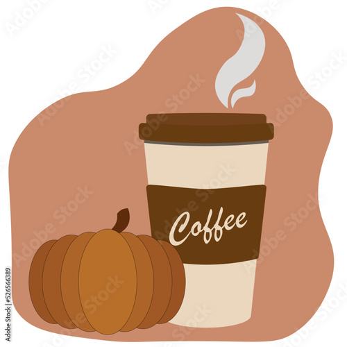 Autumn coffee with pumpkin illustration