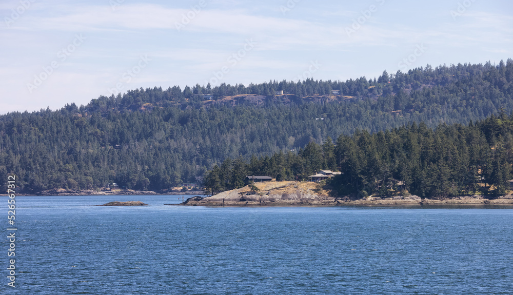 Canadian Landscape by the ocean and mountains. Summer Season. Gulf Islands near Vancouver Island, British Columbia, Canada. Canadian Landscape.