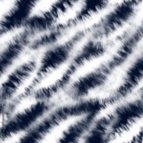 Obraz na plátně Seamless pattern with tie dye zebra stripes in indigo and white colors