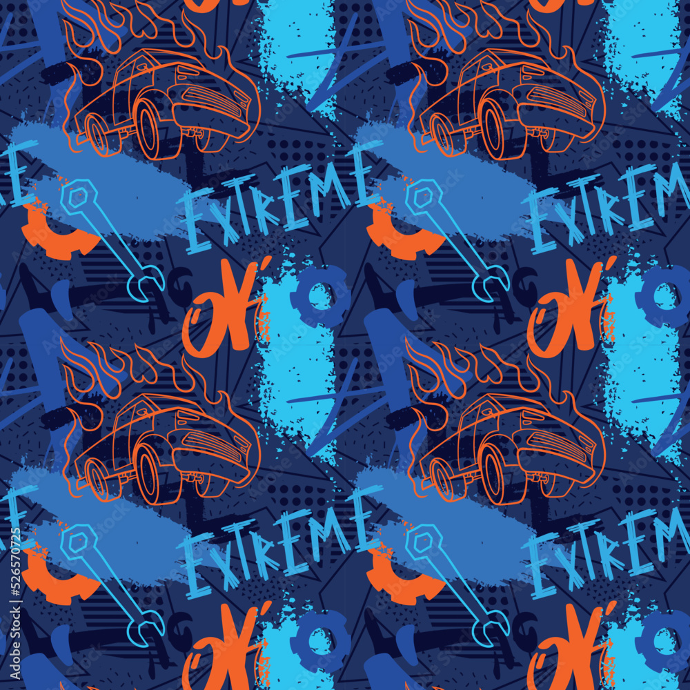 Abstract seamless cars pattern for boy on background. Childish style wheel auto repeated backdrop Abstract seamless cars pattern for boy on background. Childish style wheel auto repeated backdrop