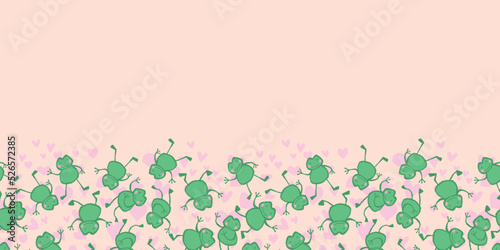 Frog Love Heart Frame Border Seamless Pattern