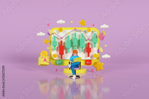 3d icon digital marketing share or stock concept illustration design
