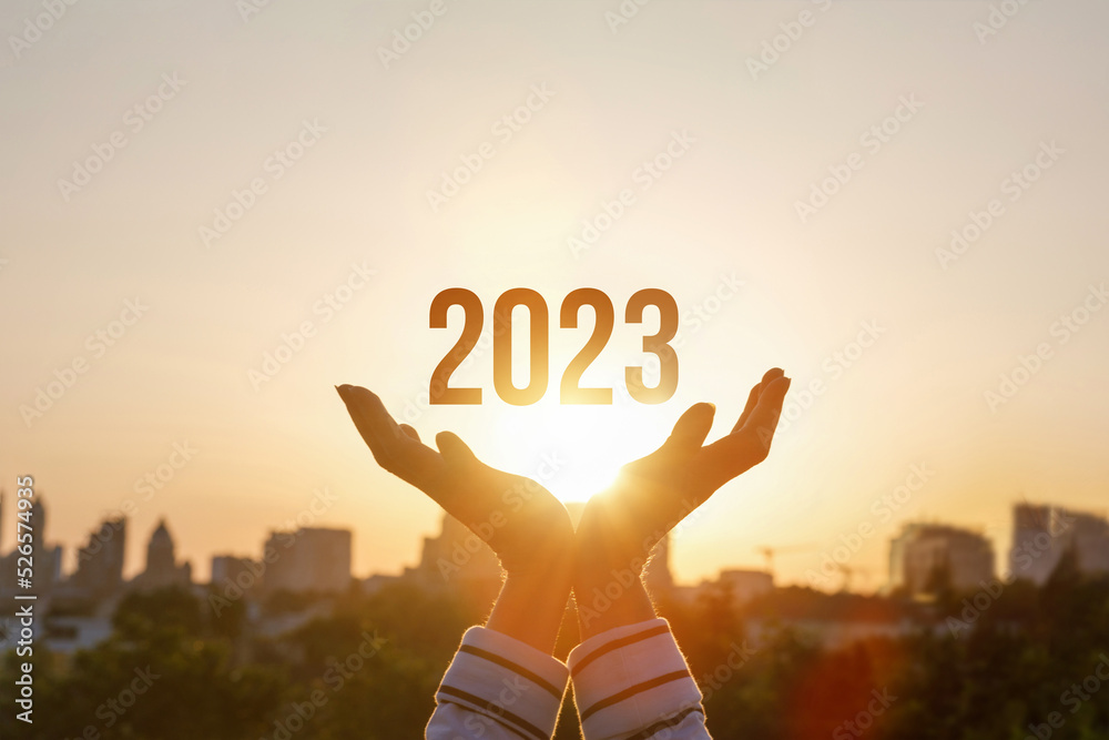 Concept of a new year 2023 and new hopes. - obrazy, fototapety, plakaty 