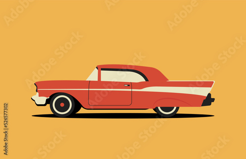 Illustration of a retro car in the style of the late 50s