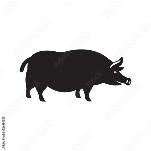 Domestic wild animal pig icon | Black Vector illustration |