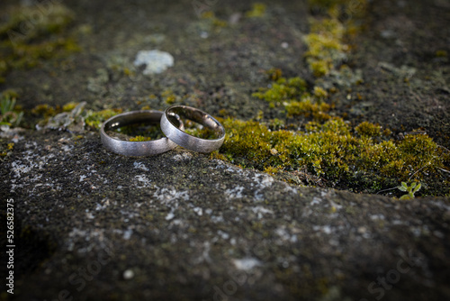 Wedding rings on the stone