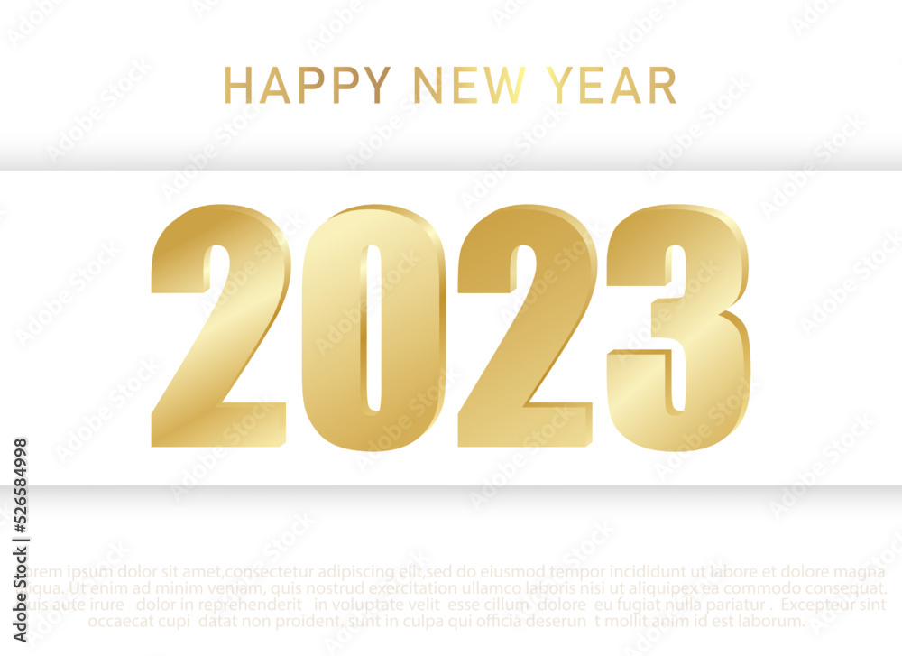 Happy New Year 2023 . Gold numbers on a white background. Vector Happy New Year 2023 . Gold numbers on a white background. Vector