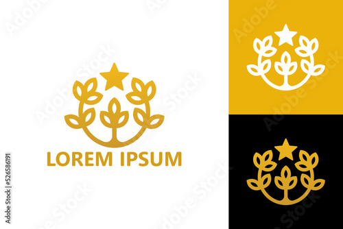 Golden star plant logo template design vector