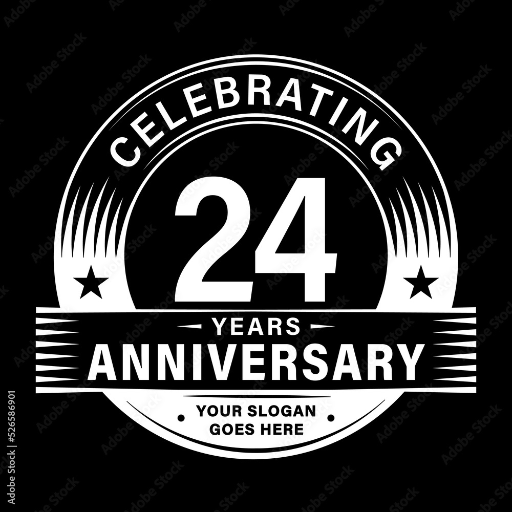 Obraz premium 24 years anniversary celebration design template. 24th logo vector illustrations. 