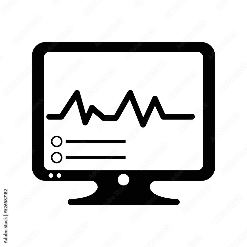 Patient monitor ecg report line icon | Black Vector illustration | Patient monitor ecg report line icon | Black Vector illustration |