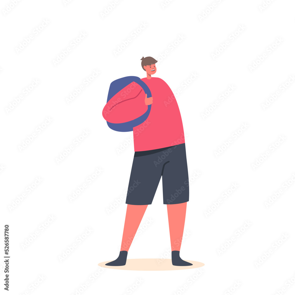 Student with Schoolbag Walk to School Isolated on White Background. Pupil Male Character Stand with Rucksack Student with Schoolbag Walk to School Isolated on White Background. Pupil Male Character Stand with Rucksack