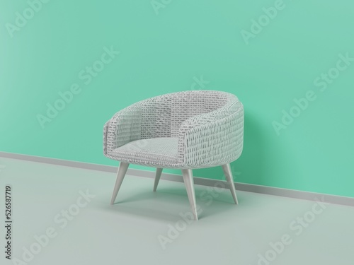 White chair in empty background minimal design 3d rendering
