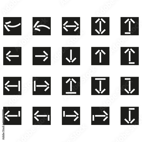 White arrows black squares. Web ui design. Computer interface. Vector illustration. stock image.