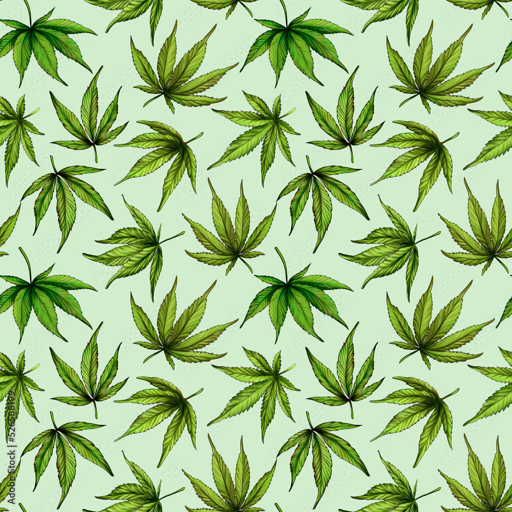 Seamless pattern of green cannabis leaves on a green background. Green hemp leaves. Hand drawn illustration.The seamless cannabis leaf pattern.marijuana pattern Seamless pattern of green cannabis leaves on a green background. Green hemp leaves. Hand drawn illustration.The seamless cannabis leaf pattern.marijuana pattern