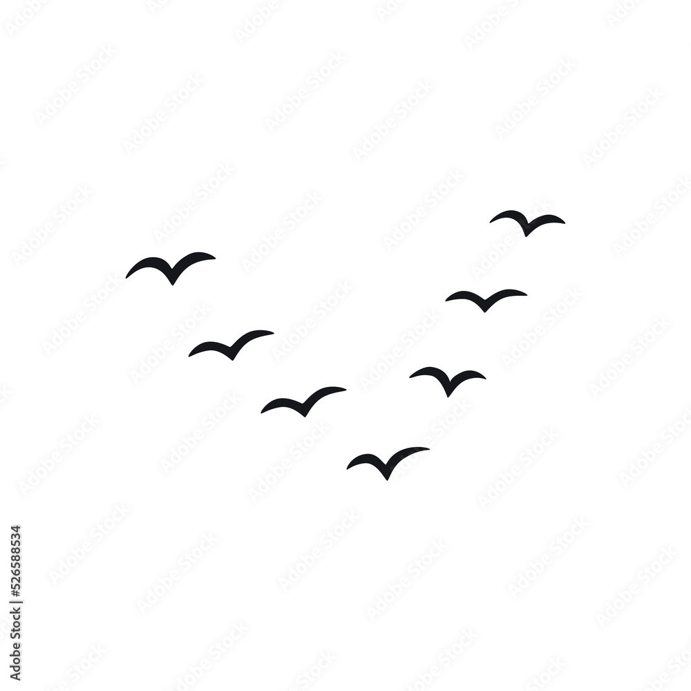 Naklejka premium A flock of flying silhouette birds. Vector illustration