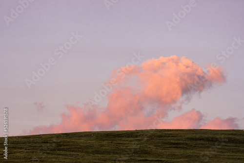 Pink Puffy Cloud Hangs Over The Tundra Of Rocky Mountain
