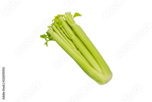 Green celery stalks with cutted top isolated transparent png