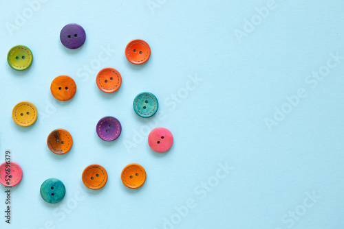 Colorful button on blue background
