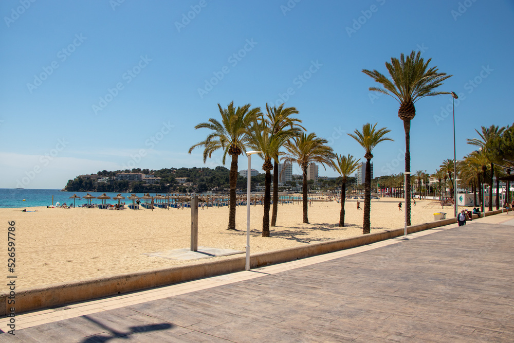 Magaluf beach on the Balearic island of Palma de Mallorca, Spain