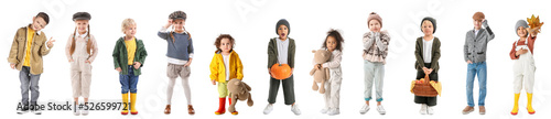 Set of little children in a...