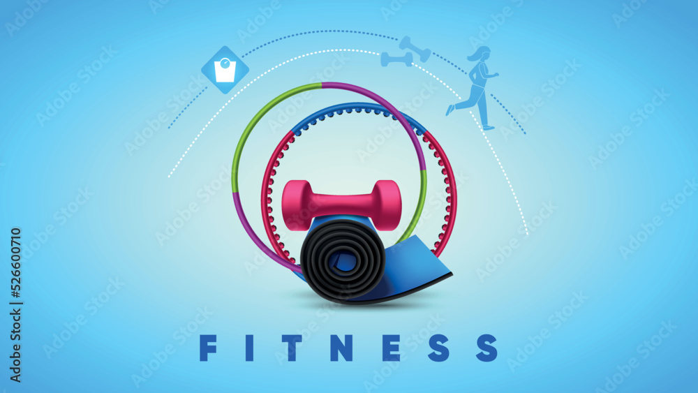 Blue Fitness Icons Background Vector Illustration