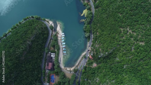 Aerial view Landscape of Heart Lake in Scanno, Italy photo