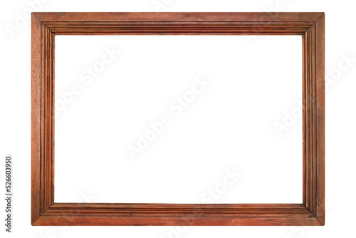 wooden brown photo frame isolated