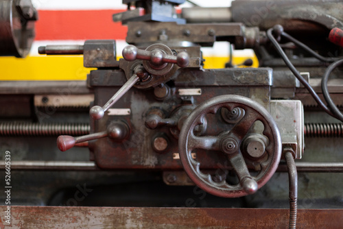 Close-up of industrial machinery used in automotive workshops.
