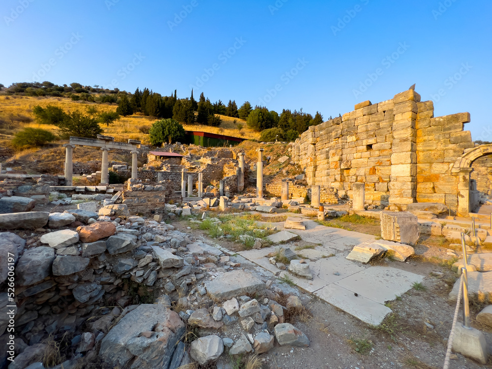 Ephesus Ancient City Temple of Apollo, front view of the temple of apollo in the ancient city of ephesus