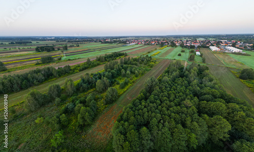 View at Pabianice city and Bychlew town from a drone  