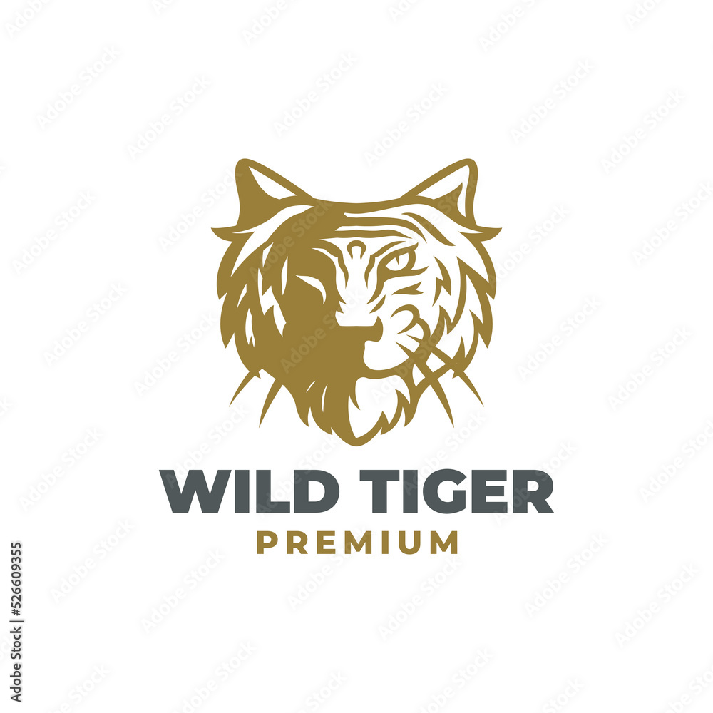 Wild tiger head illustration logo design