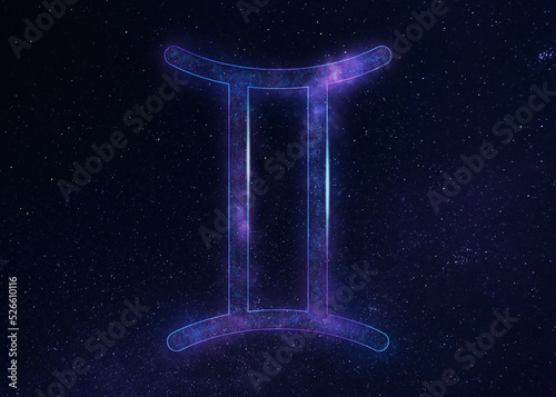 Gemini astrological sign in night sky with beautiful sky