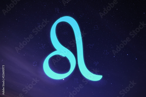 Leo astrological sign in night sky with beautiful sky