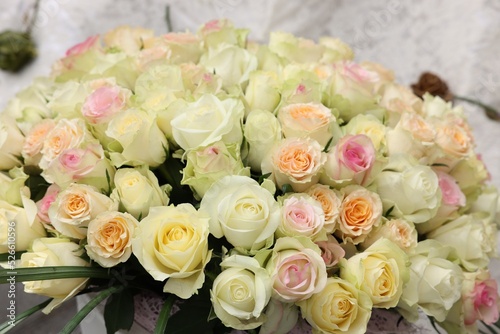 Bouquet of different beautiful roses  closeup view