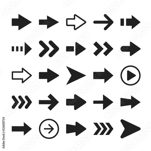 Arrow icons. Arrows set. Black color. Vector icons