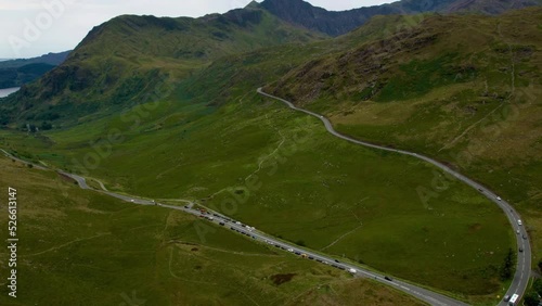 Road to Pen Y Pass, Penny Y Gwryd and Mount Snowdon, Wales, UK photo