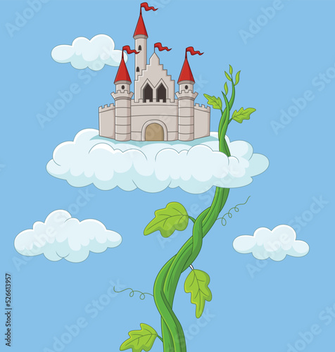Castle with bean sprout in the clouds