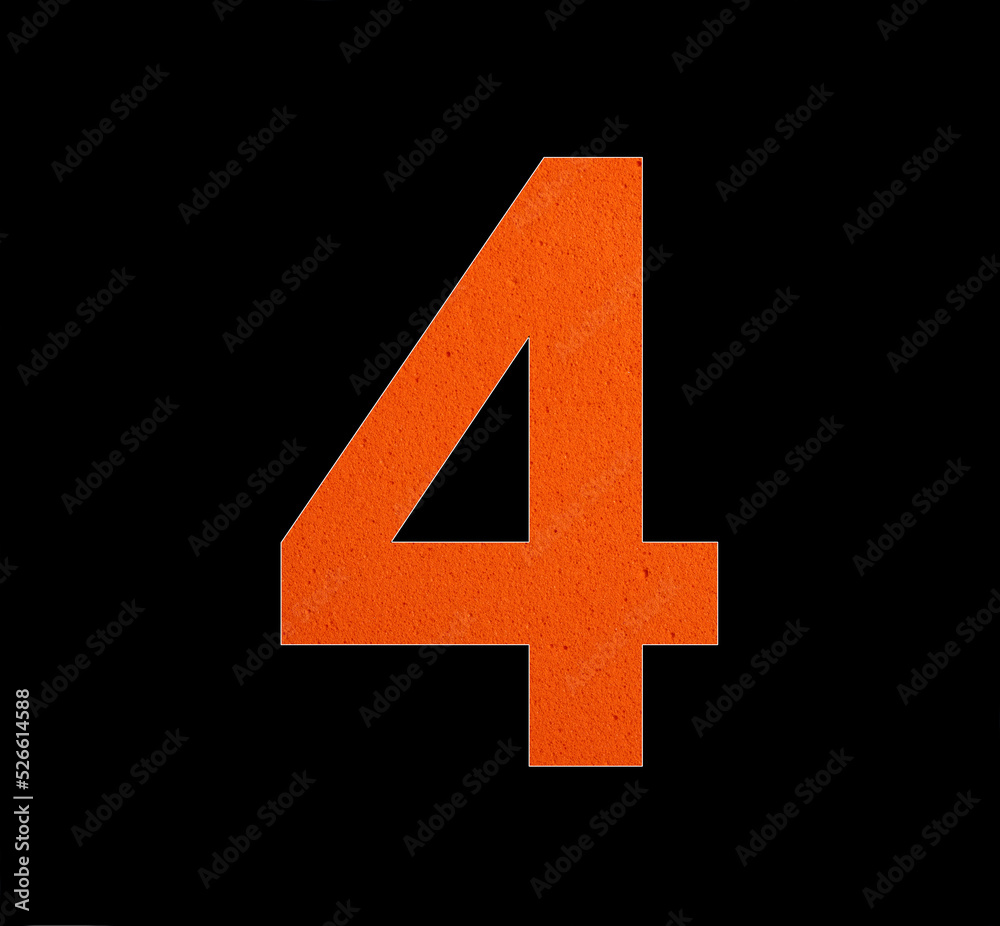Number 4 on eva rubber background - Black background Number 4 on eva rubber background - Black background