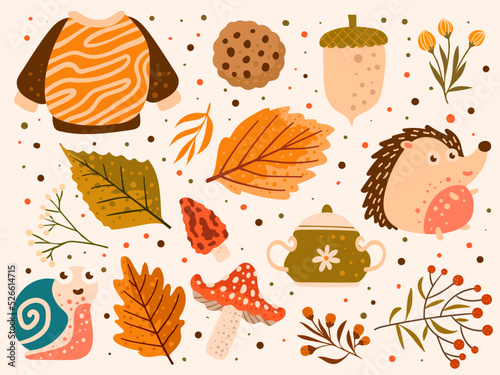 Doodle Autumn Element Vector photo