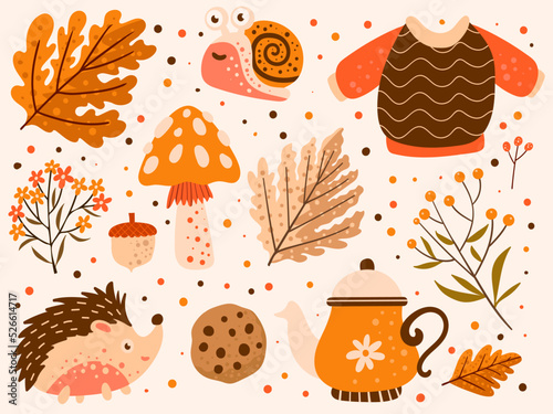 Doodle Autumn Element Vector photo