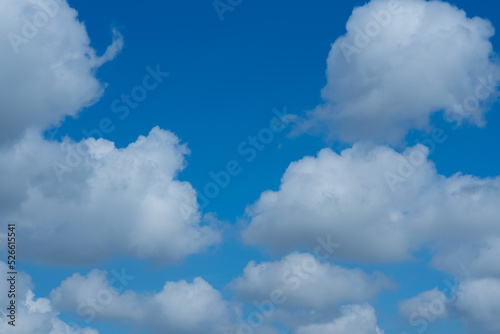 blue sky with clouds background, summer time, beautiful sky