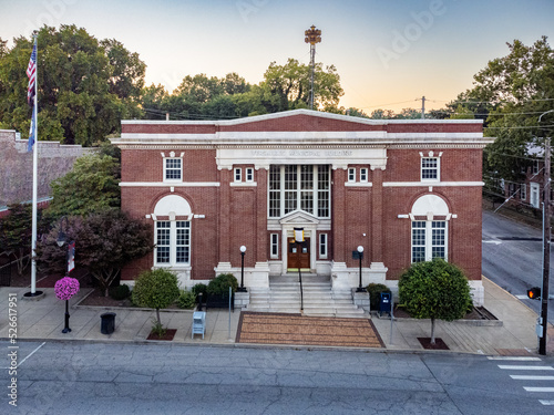 Versailles municipal building in Kentucky built on a slope next to the Main Street of this small mid west American city