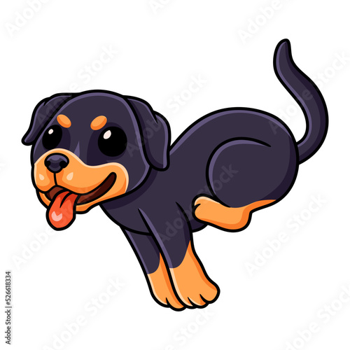 Cute little rottweiler dog cartoon running