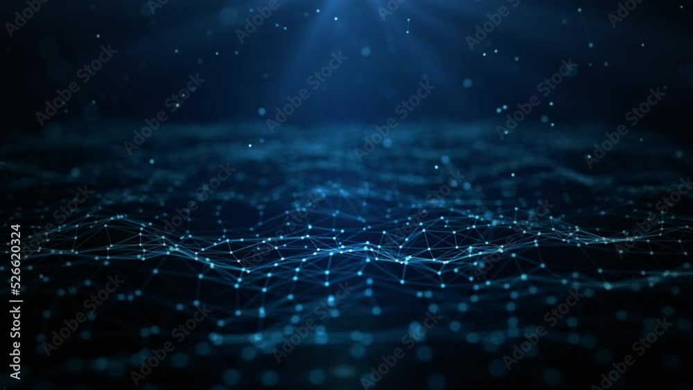 Blue abstract background digital line and dots connect, Technology network connections background concept, Looped design 4k.