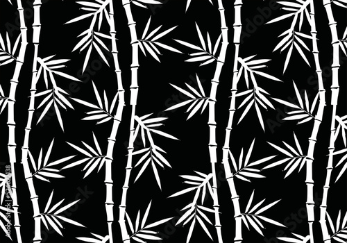 Fototapeta Naklejka Na Ścianę i Meble -  Bamboo leaf composition in design. Vector romantic landscape with bamboo trees on a white and gray background, and various attractive colors make an exclusive design