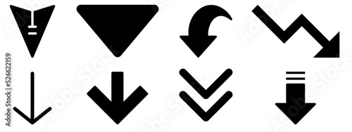 Down arrow vector icon set.