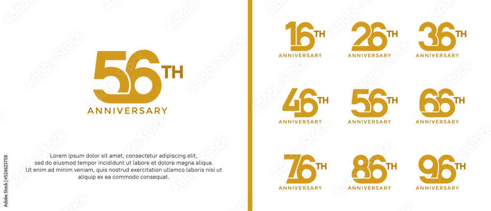set of anniversary logotype brown color on white background for celebration moment
